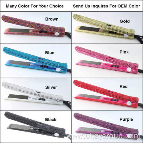 Hair Straightener Private Label Crystal Bling Flat Iron